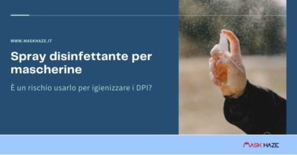 Spray disinfettante per mascherine lavabili e DPI.